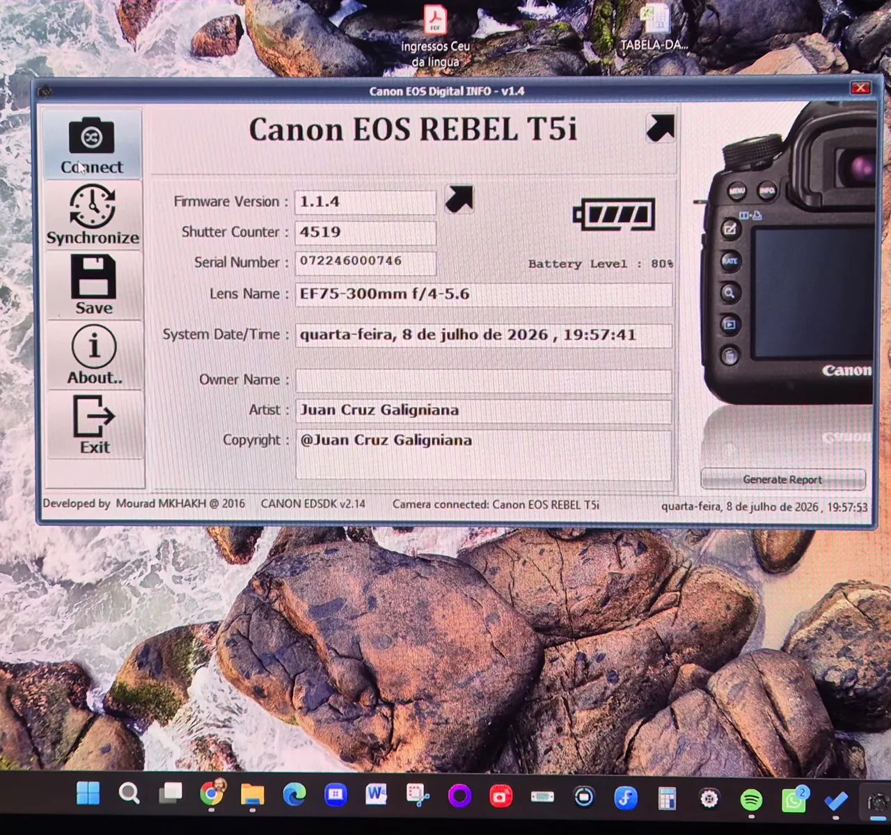 Câmera Canon T5i com lente EF 75-300 e Estojo canon<br><br>1:4-5.6 II<br>1:4-5.6 II - Foto 6