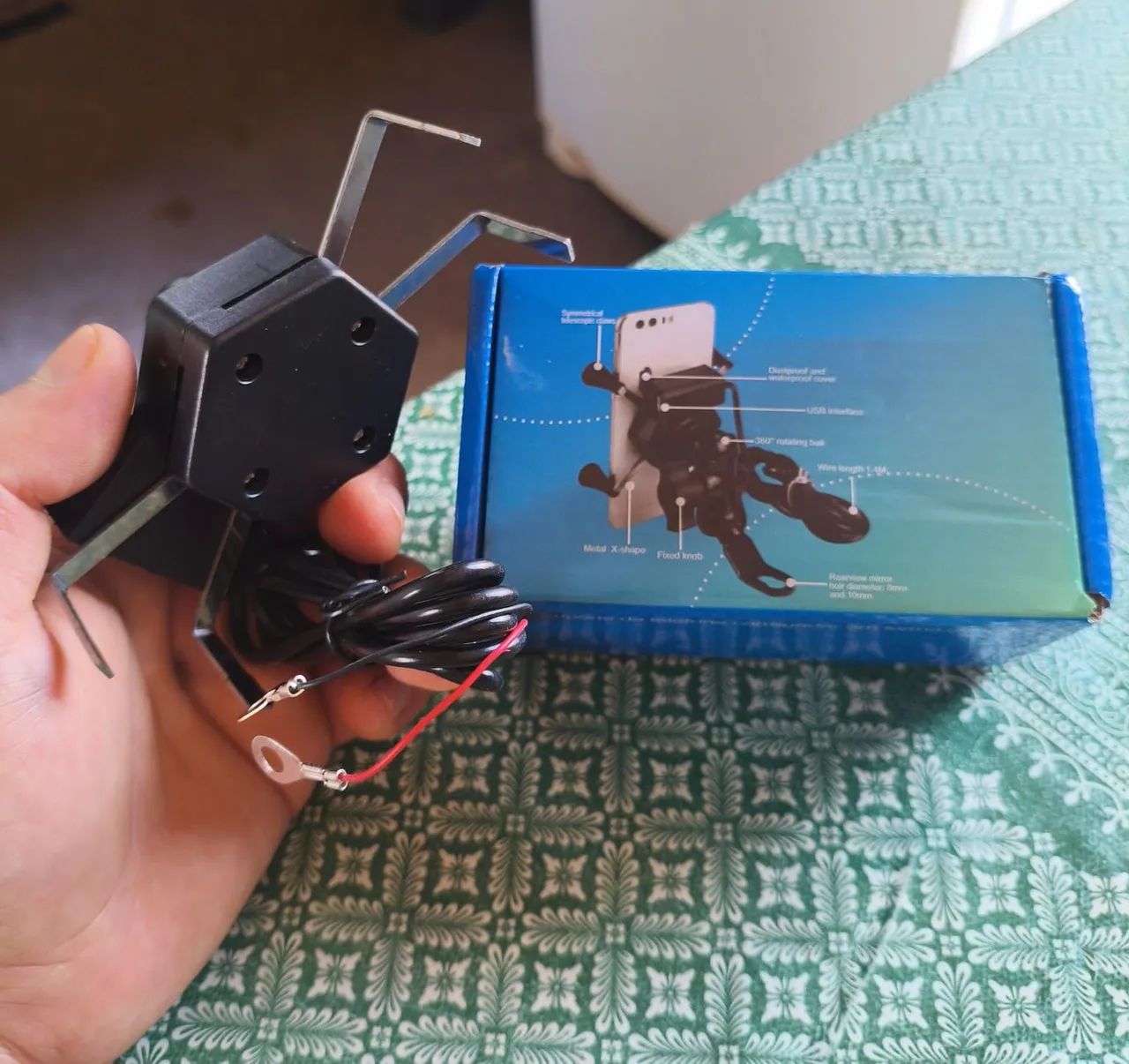 Suporte de celular e carregador para moto