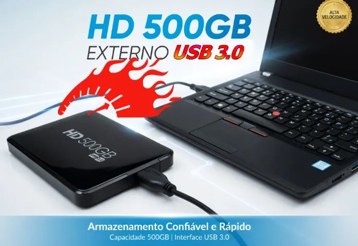 HD Externo 500GB USB 3.0 para PC, Notebook, DVR, PS2, PS3, PS4 XBox
