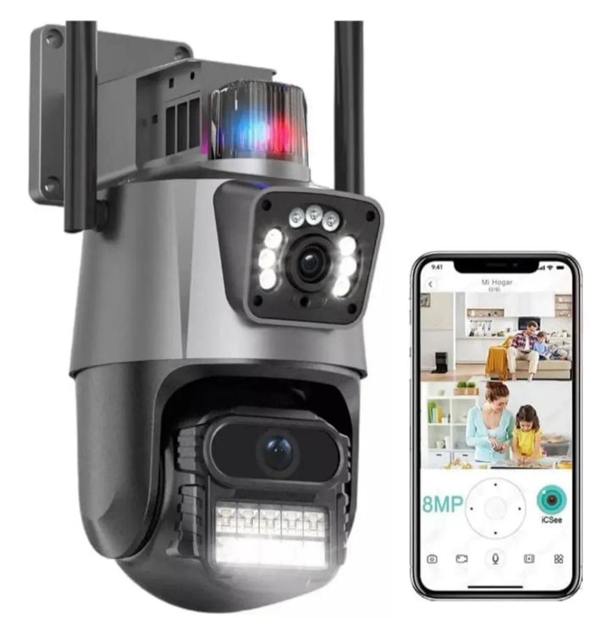 Câmera segurança IP wi-fi P11-qq6 Lente dupla 6 MP Oxeee cor preto Estany Shop