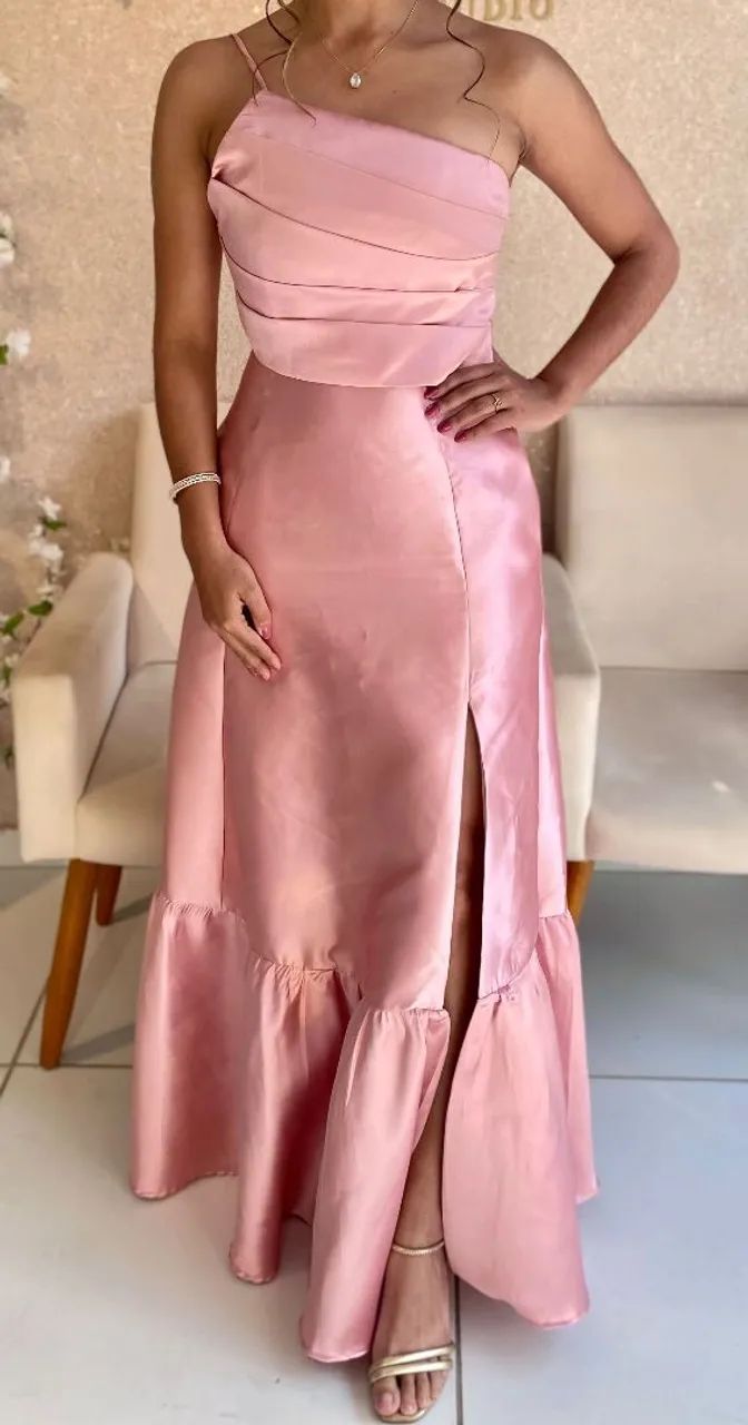 Vestido de cetim rosa  - Foto 2