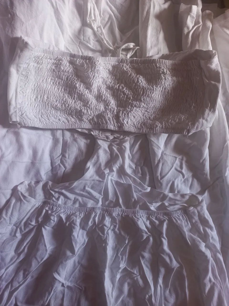Vestido longo/ Branco/ Nude - Foto 2