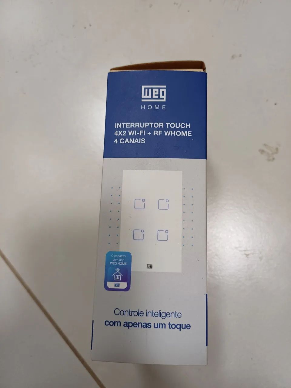 Interruptor Touch-screen 4x2 Wi-Fi + RF WHOME 4 canais  - Foto 4