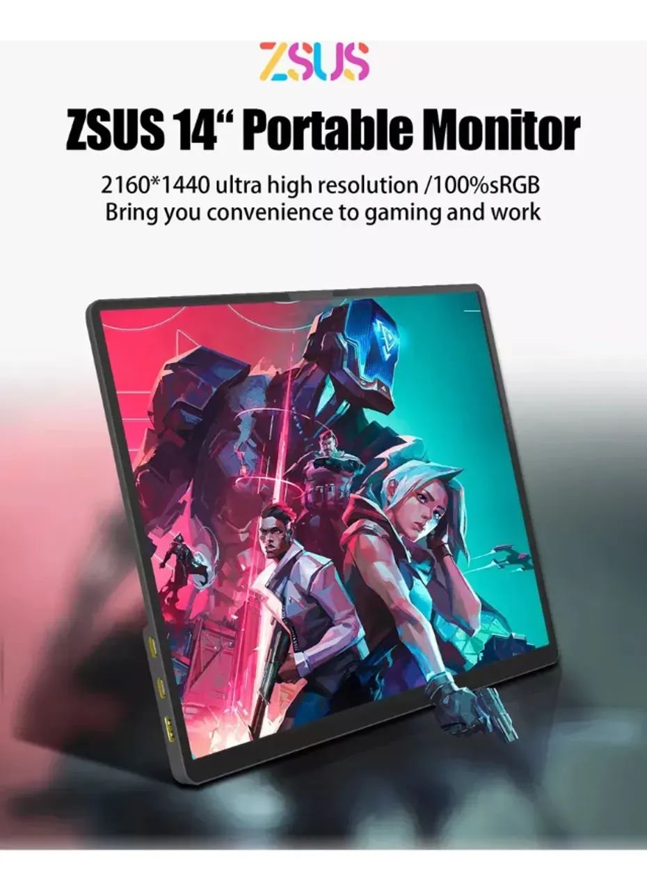 Monitor Portátil 2K ZSUS 14 polegadas