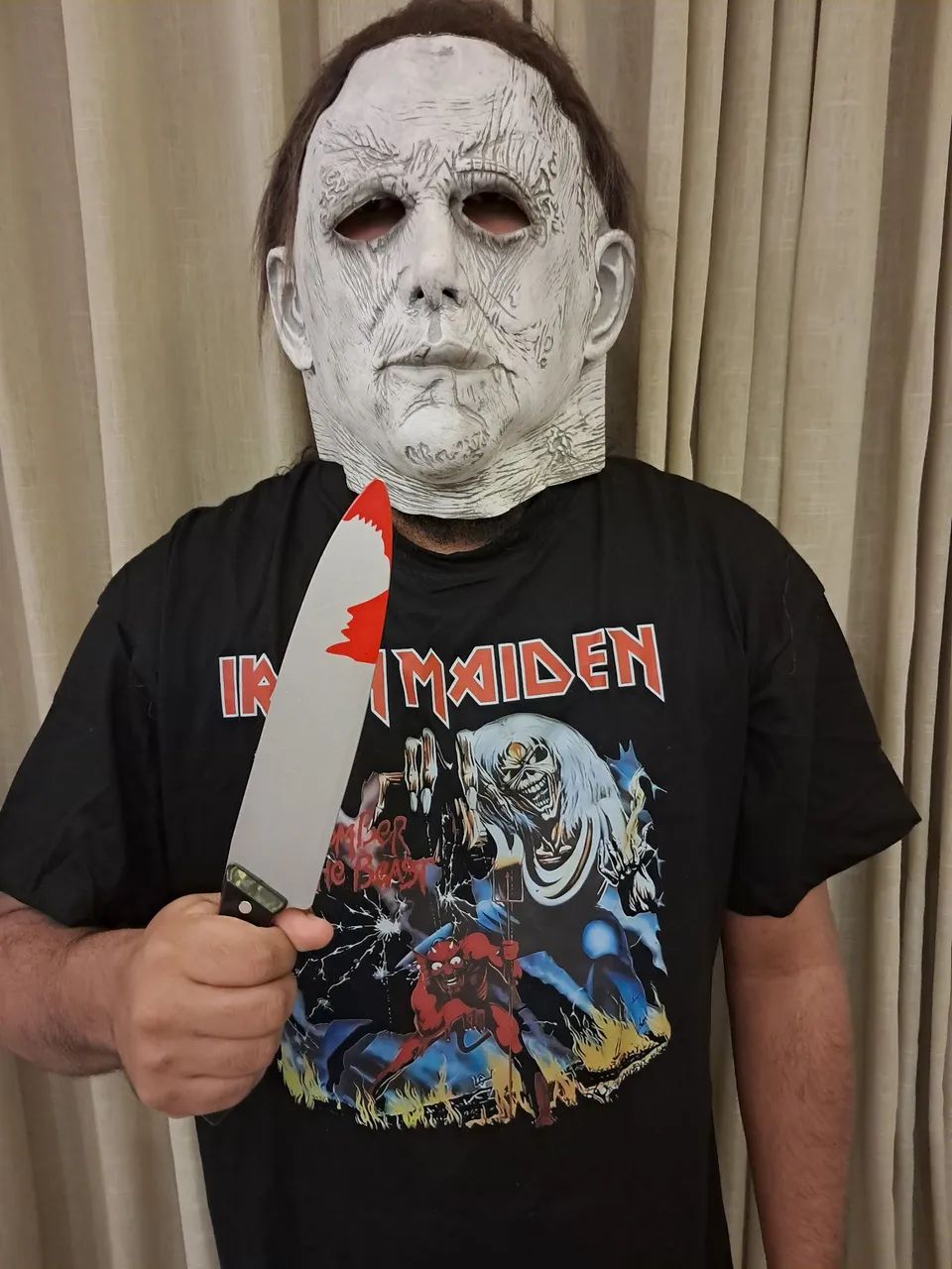 Máscara Halloween Terror Michael Myers Com Faca 30cm
