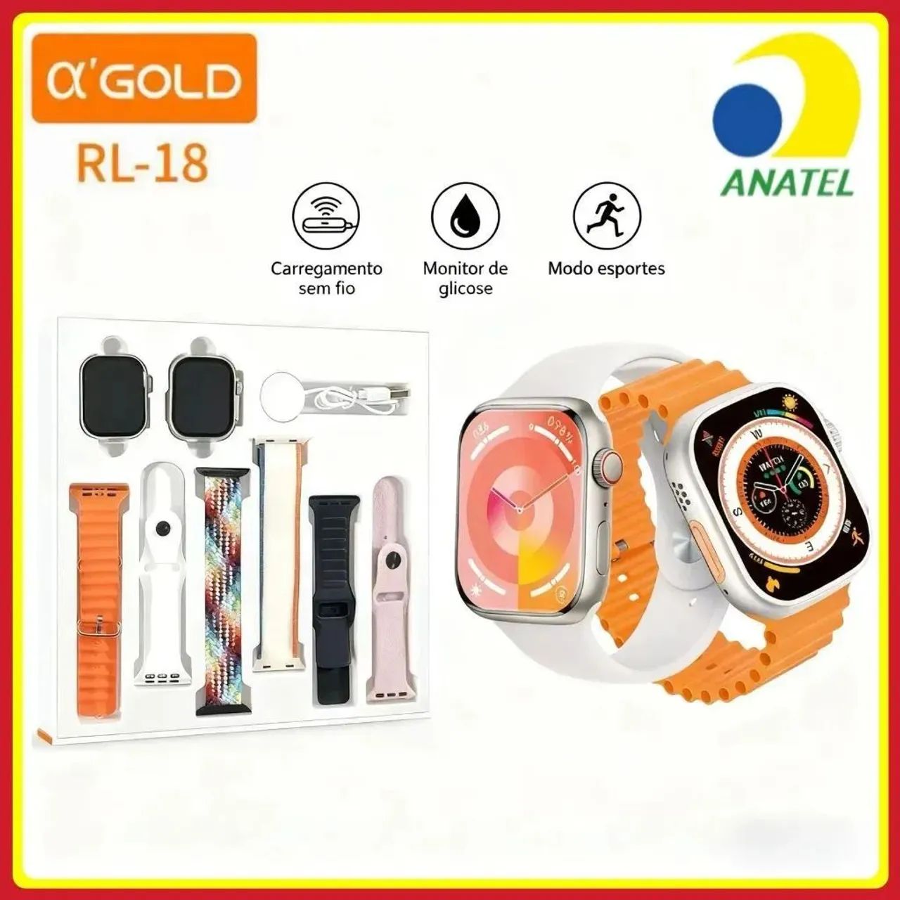 Kit 2 Smartwatch Gold Com 6 Pulseiras - Foto 2