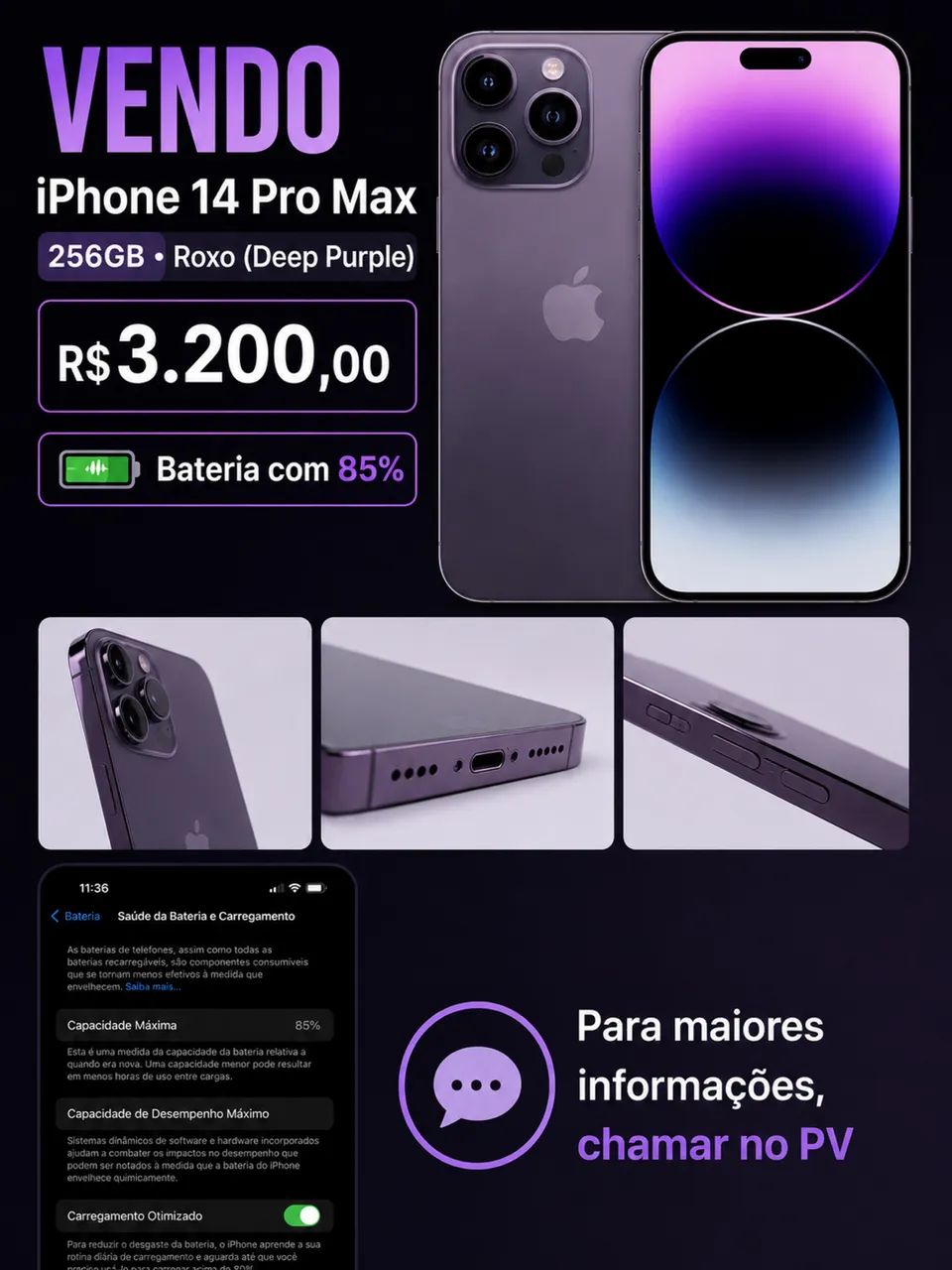 iPhone 14 Pro Max 256 Gb Roxo