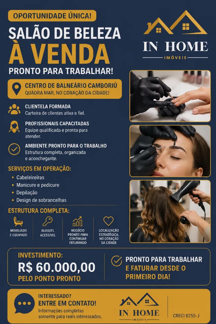 Salão de beleza, ponto montado, quadra mar