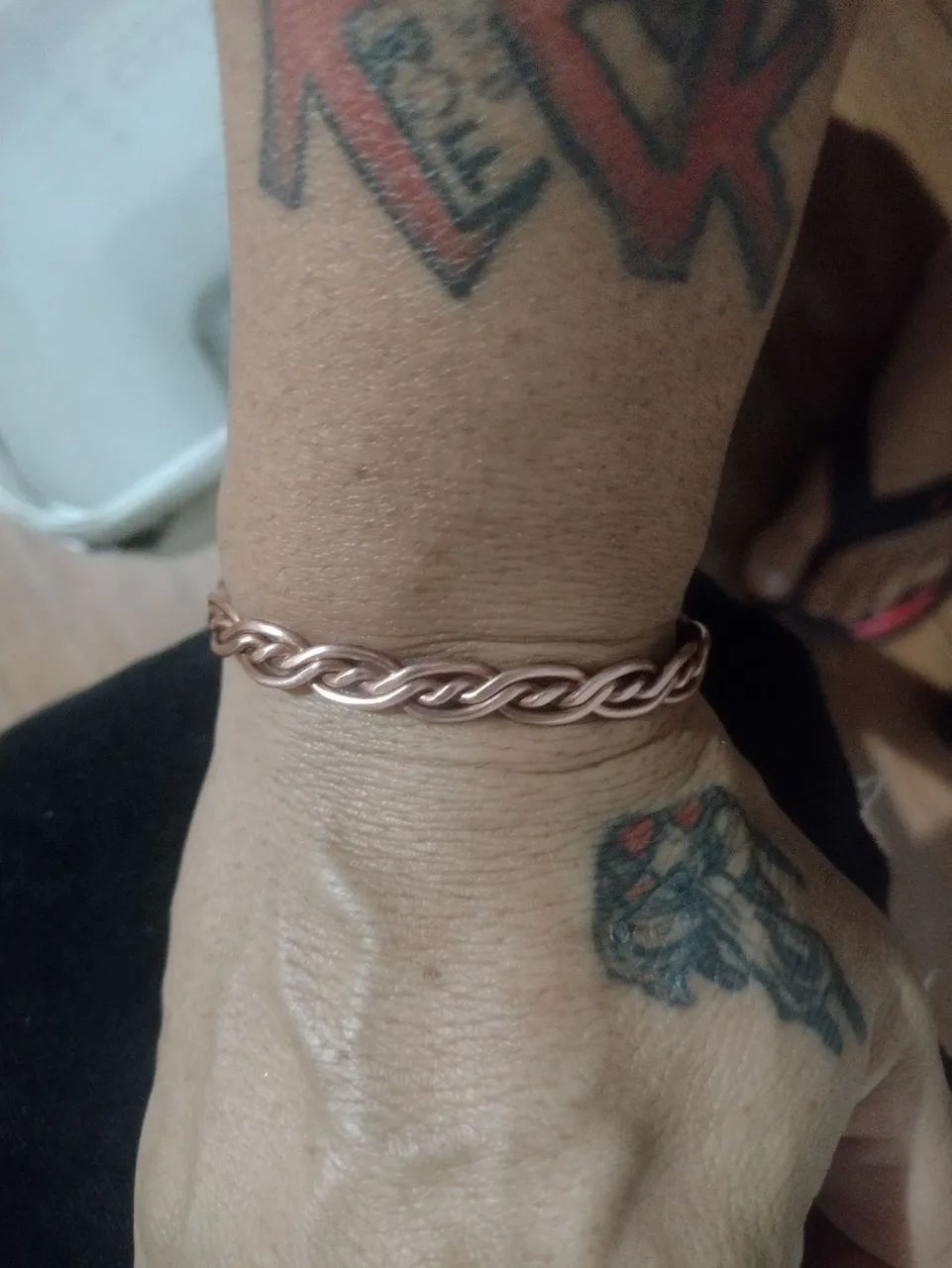 Pulseira de cobre natural artesanal ajustável  - Foto 3