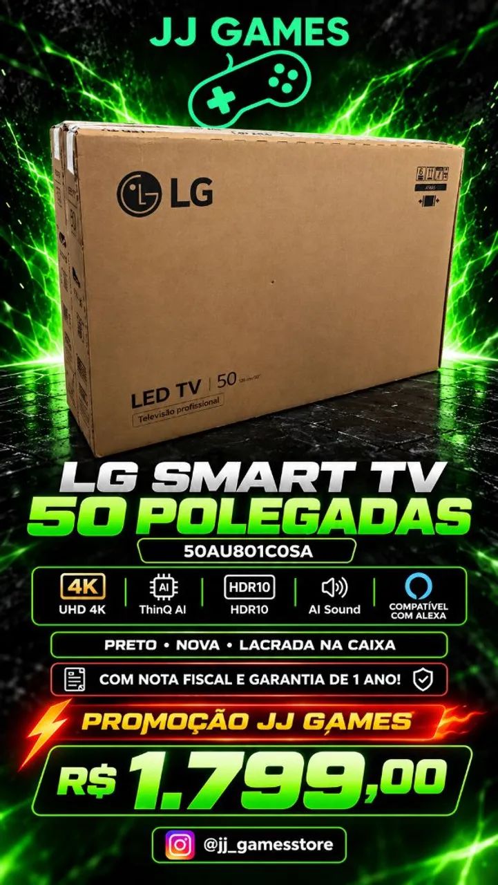 Smart TV LG 50 Polegadas UHD 4K, Lacrada (aceito cartão)