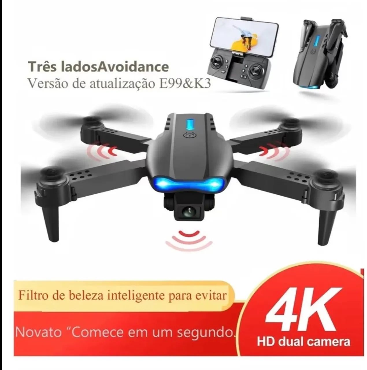Drone DLI E99 com WI-FI câmera HD e 2 Bateria reserva  - Foto 3