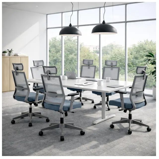 Cadeira Presidente Ergonômica Tela Cinza Apoio De Cabeça Conforto Premium - 30091 - Foto 2