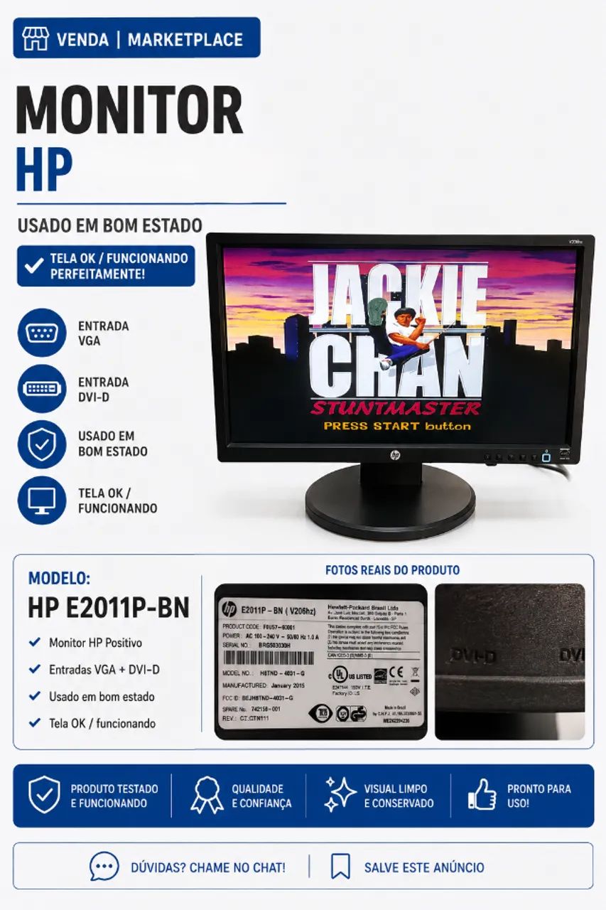 Monitor HP E2011P-BN 20? LCD VGA DVI-D