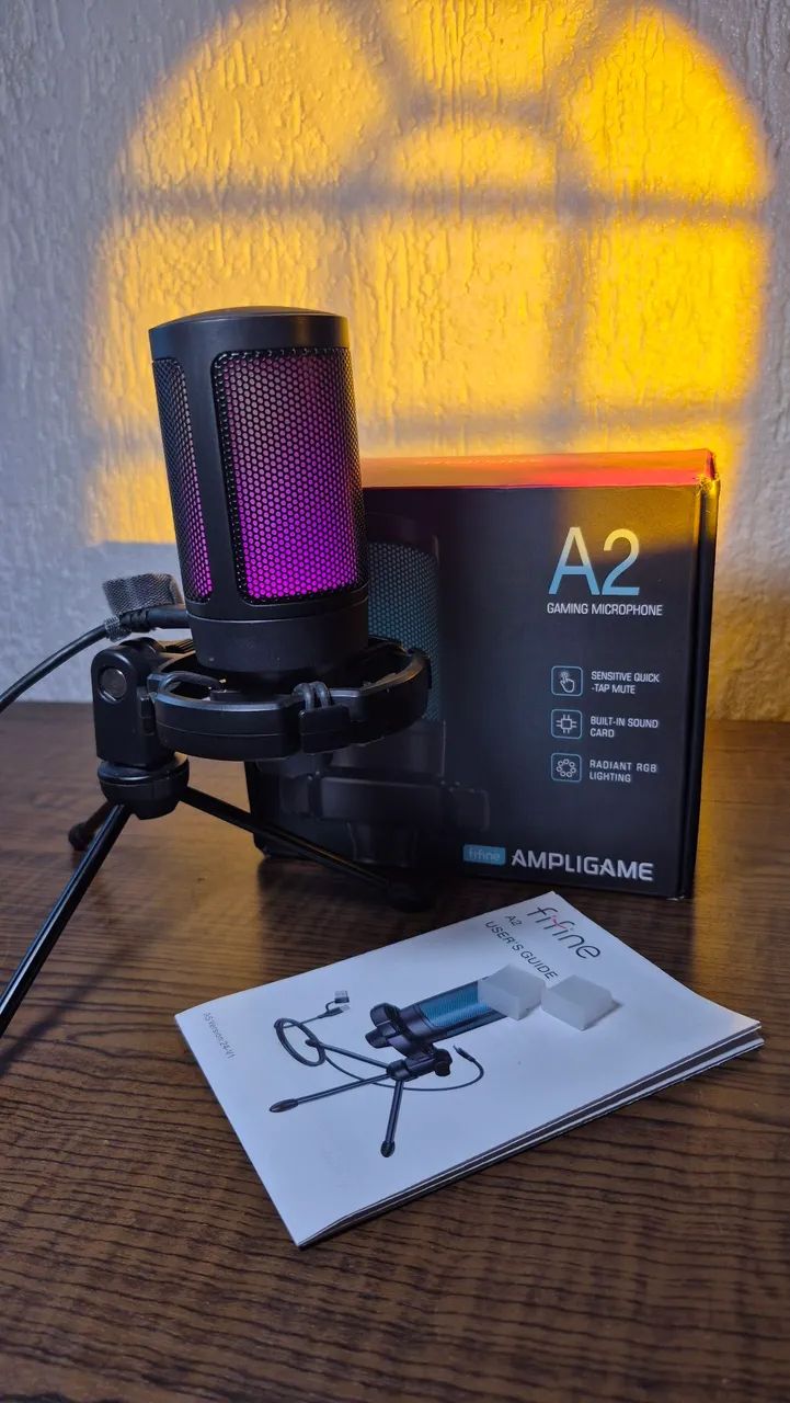 Microfone USB Gamer Fifine A2 RGB  com Tripé e Shock Mount - Foto 3