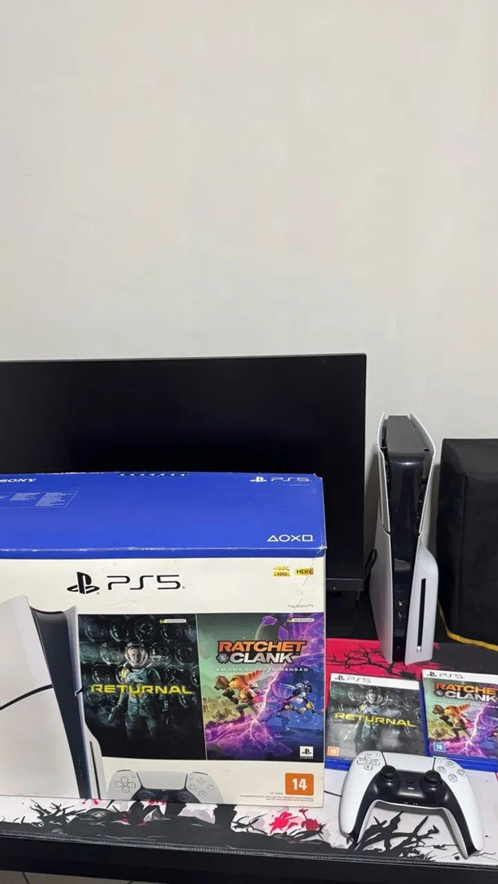 PS5 COM LEITOR + 2 JOGOS FÍSICOS + CAIXA  - Foto 5
