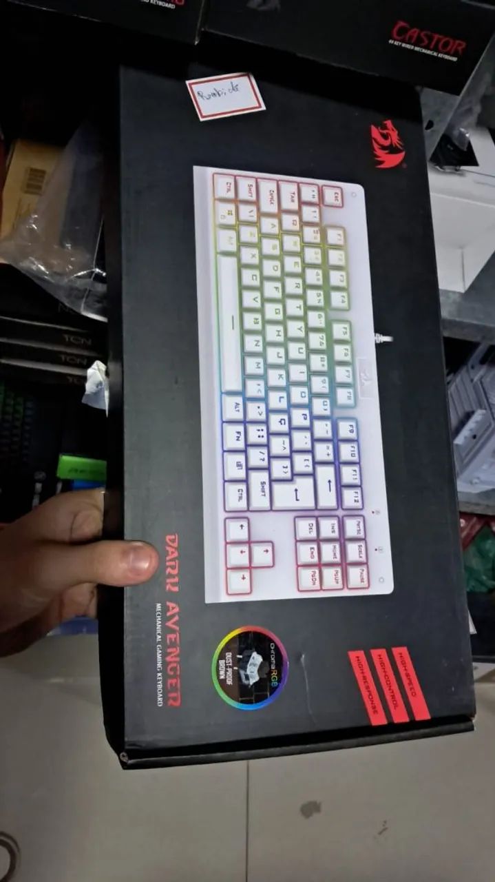 (USADO) TECLADO DARK AVENGER BRANCO COM FIO, SWITCH MARROM - Foto 2