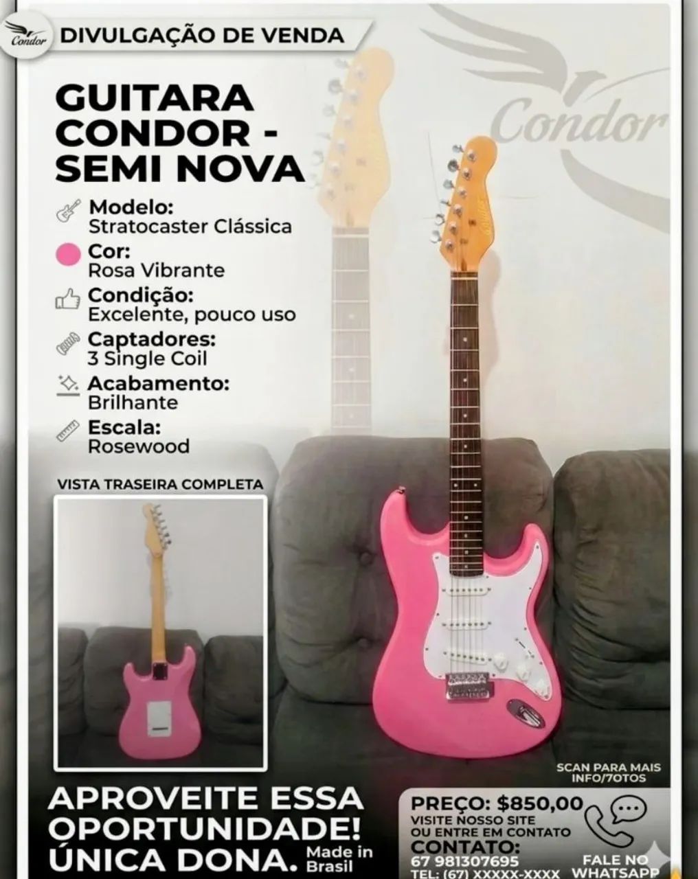 Guitarra Rosa Nova - Foto 2
