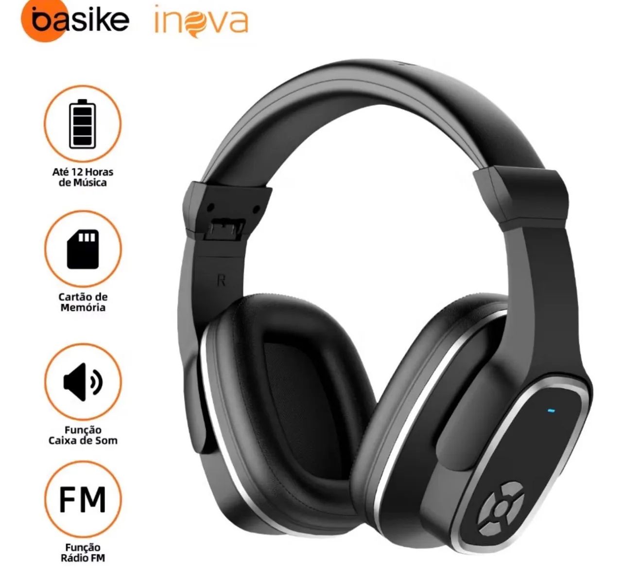 Fone de ouvido Basike bluetooth vira caixa de som