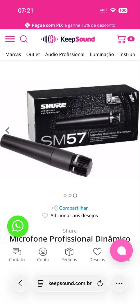 Microfone Profissional Dinâmico Sm 57 Lc - Shure - Foto 4