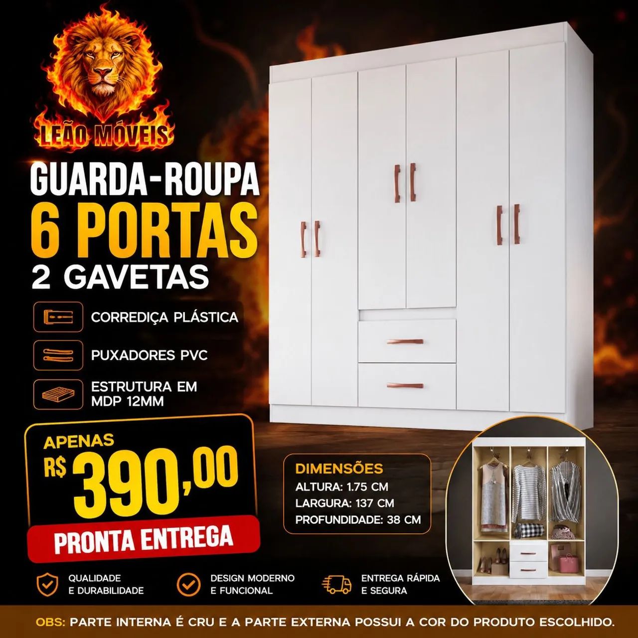 Guarda Roupa 6 Portas 