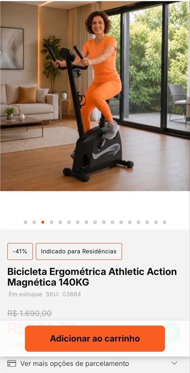 Bicicleta Ergométrica Athletic Action Magnética 140KG - Foto 4