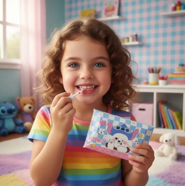 Cx.24 Un. Gloss Labial Infantil Temático Stitch e Cachorrinho - Foto 3