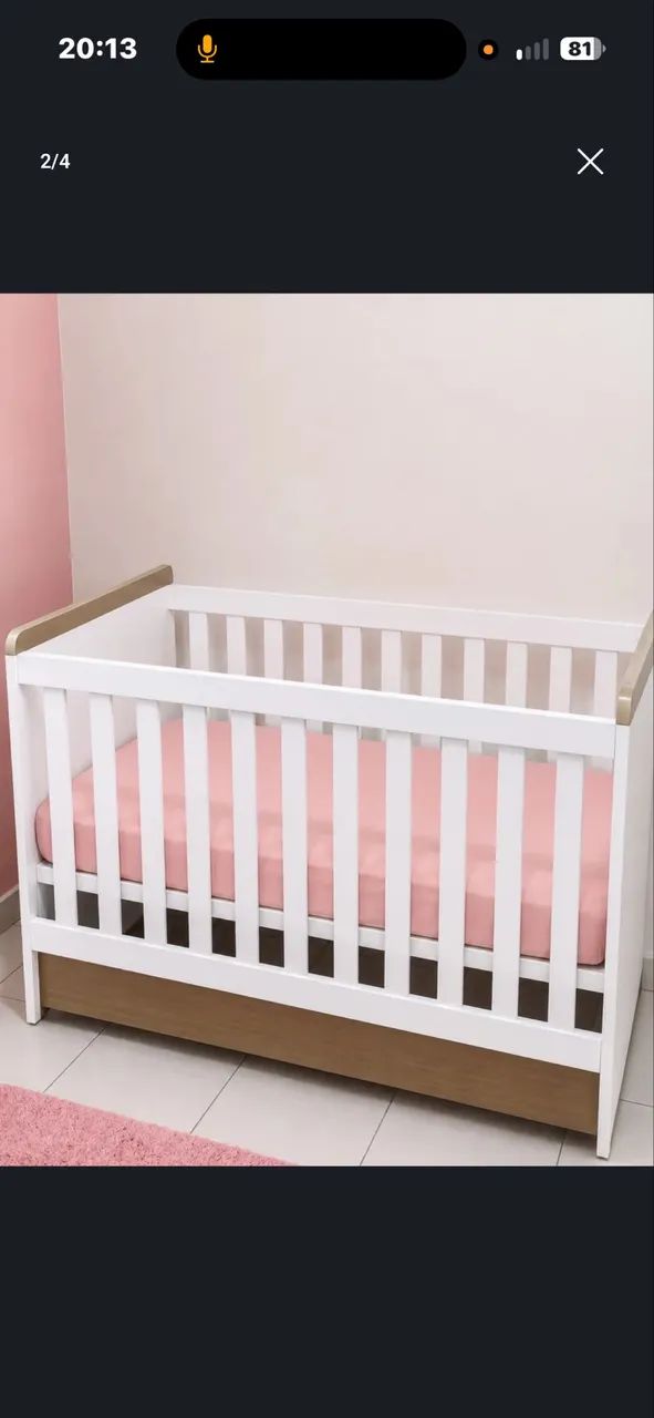 Berço cama americano retrô e colchão 