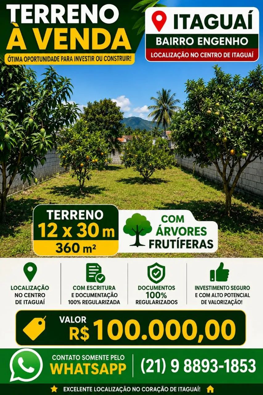  TERRENO À VENDA EM ITAGUAÍ (COM RGI) 