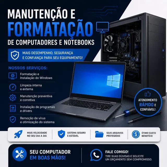 Manutenção e formatação de Computadores e notebooks