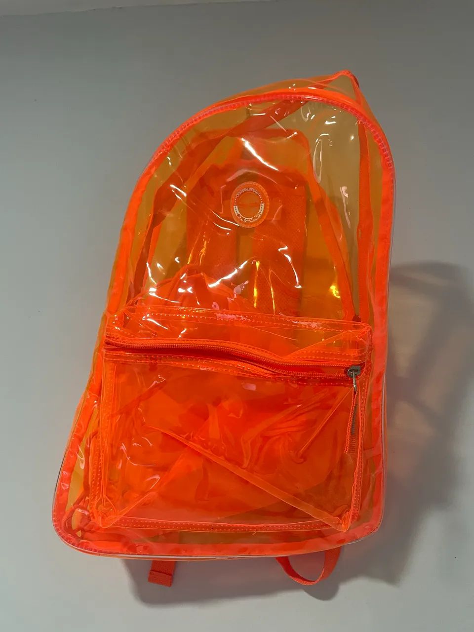 Mochila de costas transparente laranja  - Foto 3