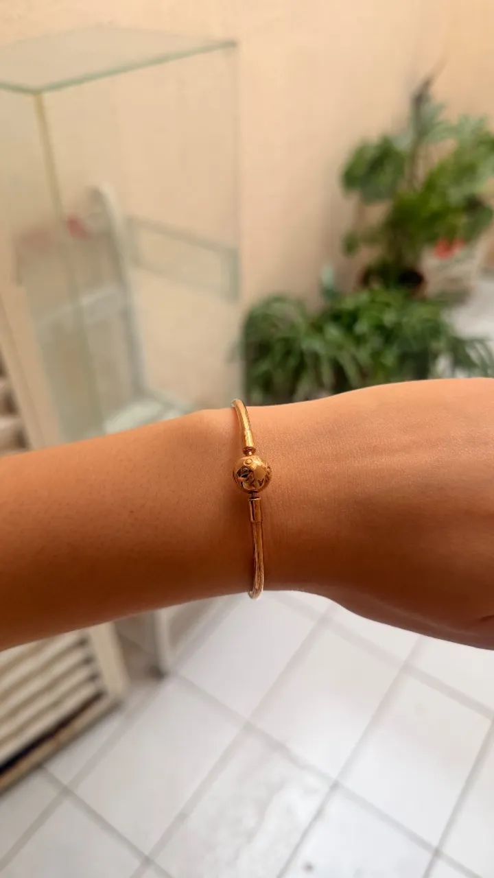 Pulseira Pandora rígida em banho ouro rose