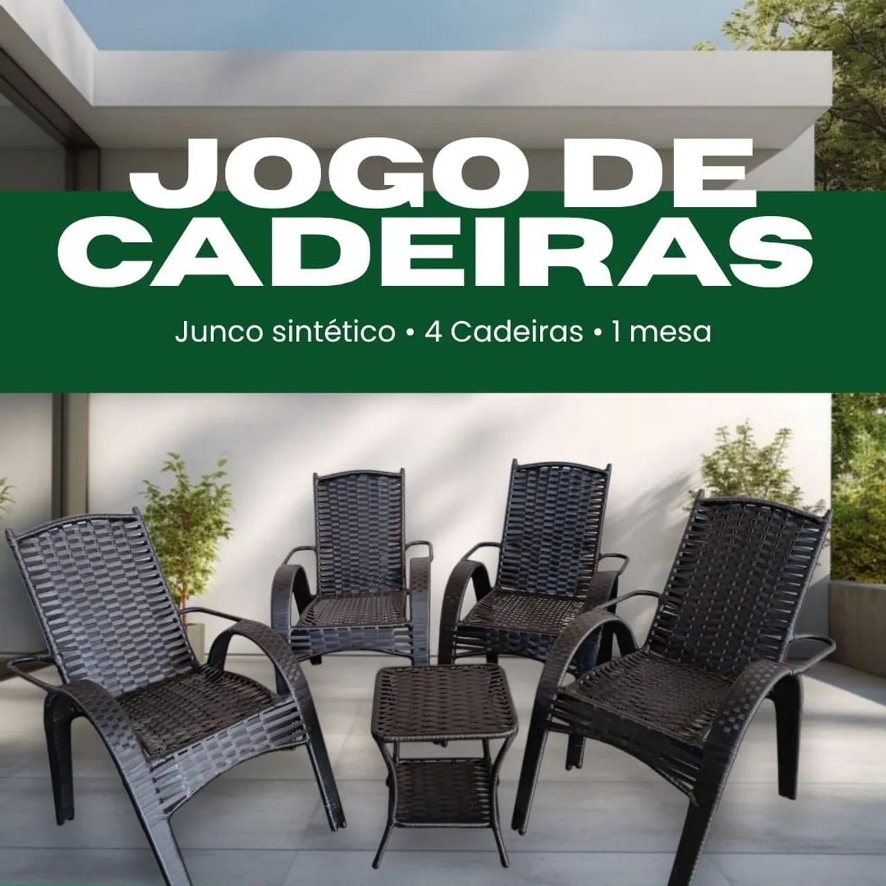 JOGO DE CADEIRA EM JUNCO SINTÉTICO 