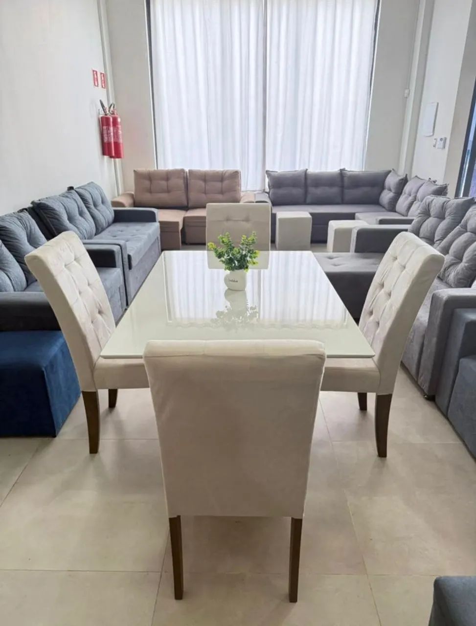 Conjunto mesa de jantar Dubai tampo com vidro - NOVO! - Foto 2
