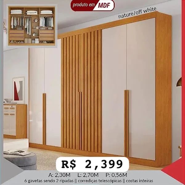 Guarda Roupa Siena 100% MDF 