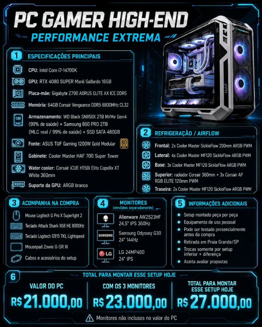 PC High-End - RTX 4080 SUPER + i7-14700K + 64GB DDR5 - Foto 2