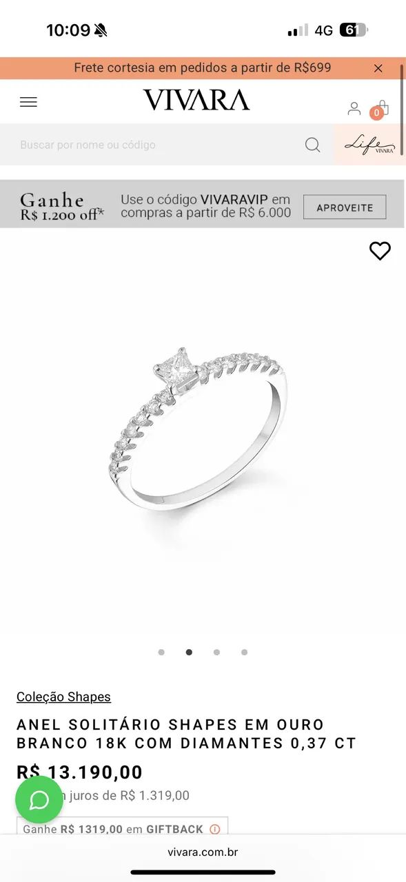 Anel solitário vivara 0,37ct - Foto 3