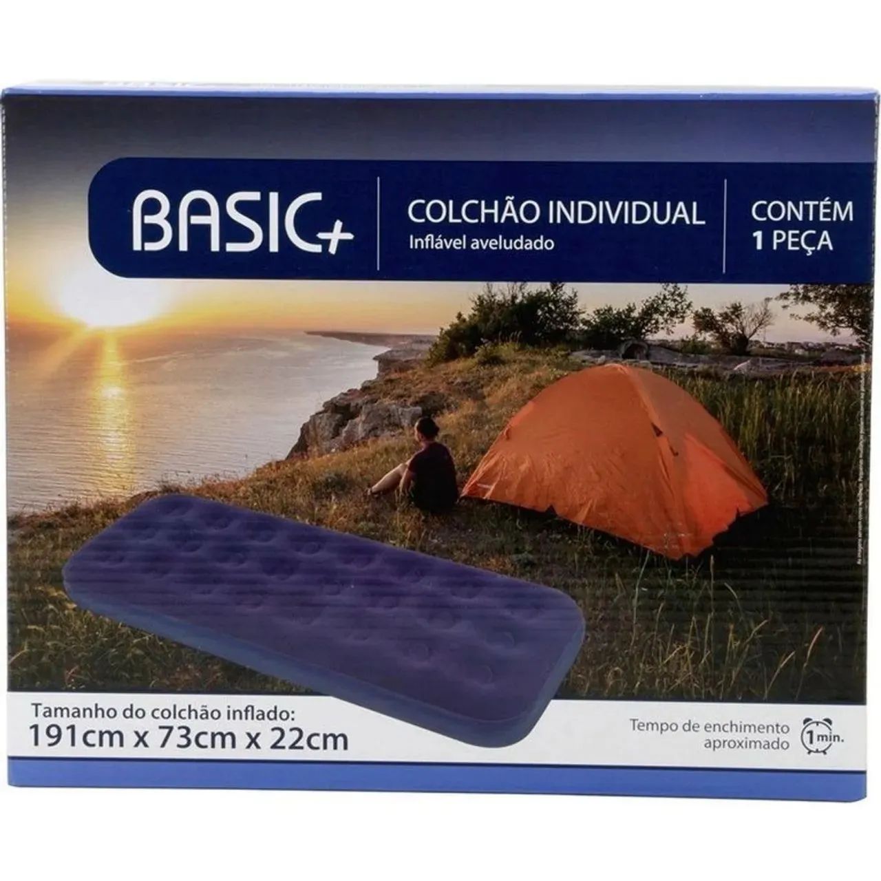 Colchão Inflável Solteiro Basic+ Azul - Foto 5
