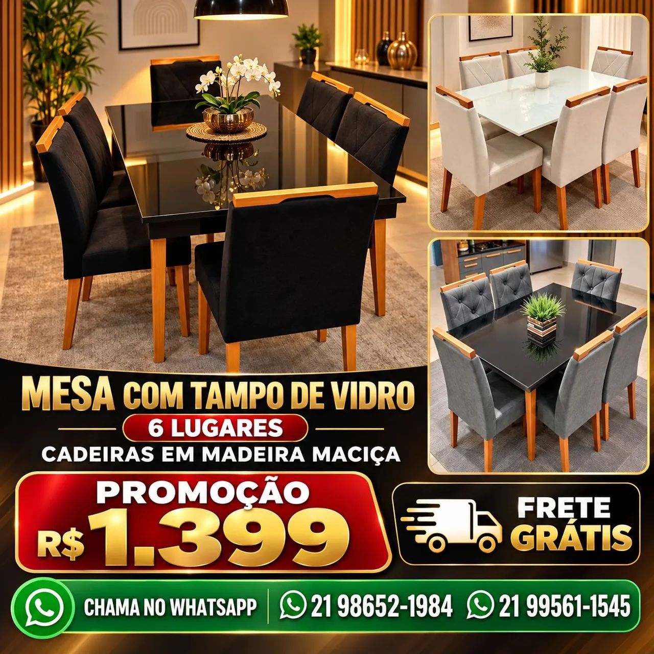 Mesa com 6 cadeiras!! Promoção 