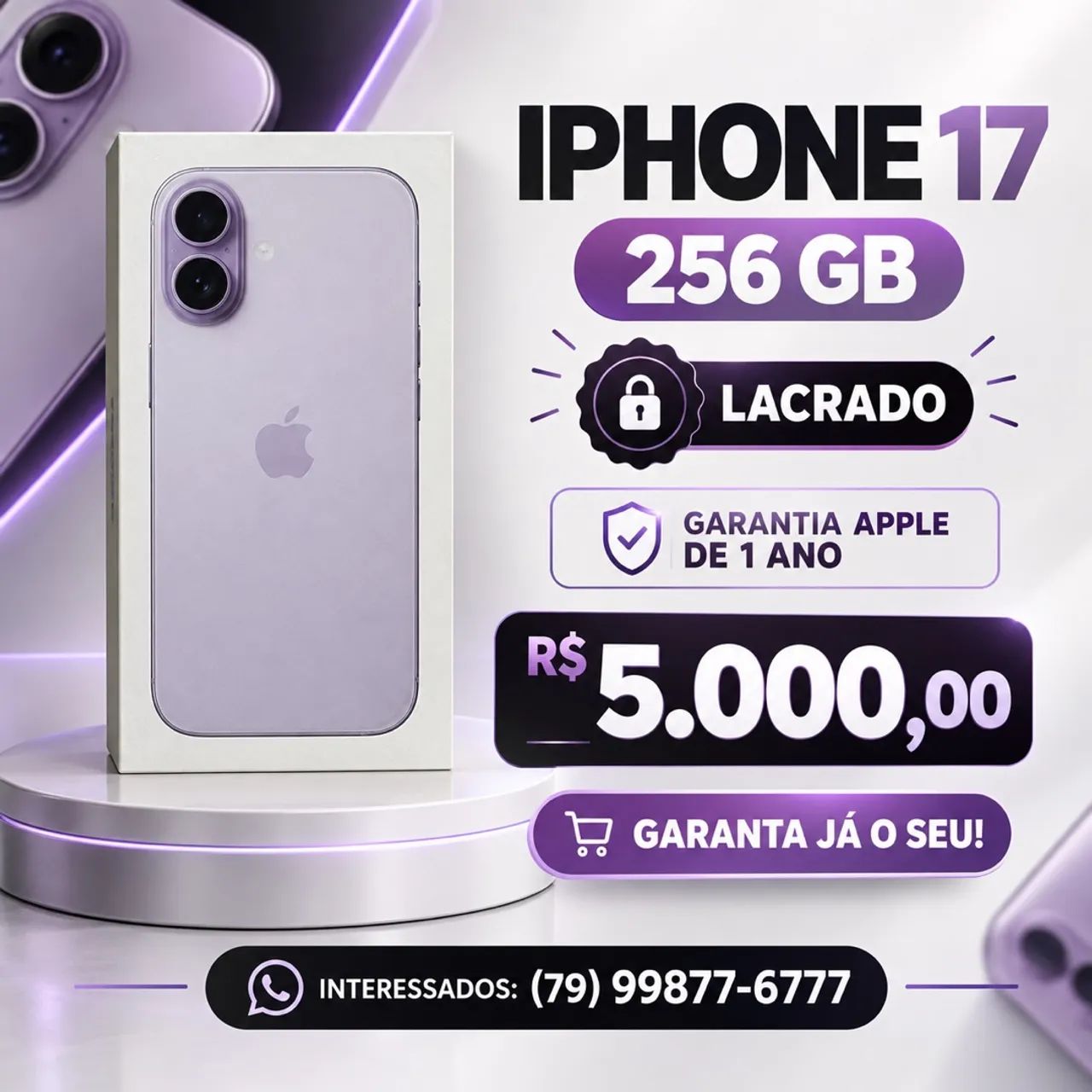 iPhone 17 lilás 