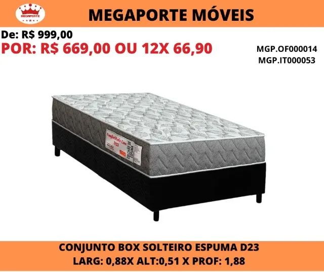 CAMA BOX SOLTEIRO ESPUMA D23 