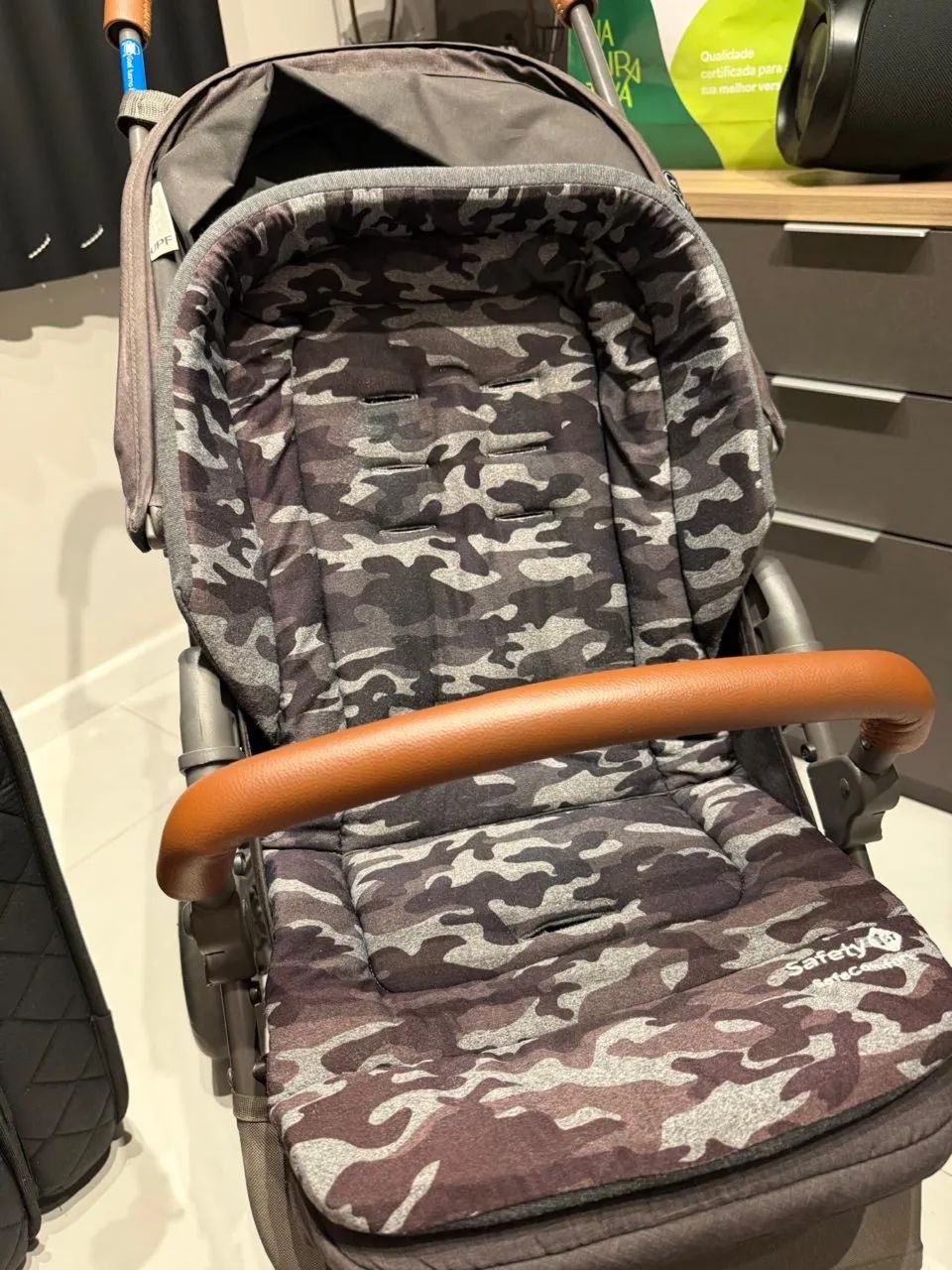 Vendo Carrinho de bebê Treviso 3 Woven Black com Couro - Foto 3