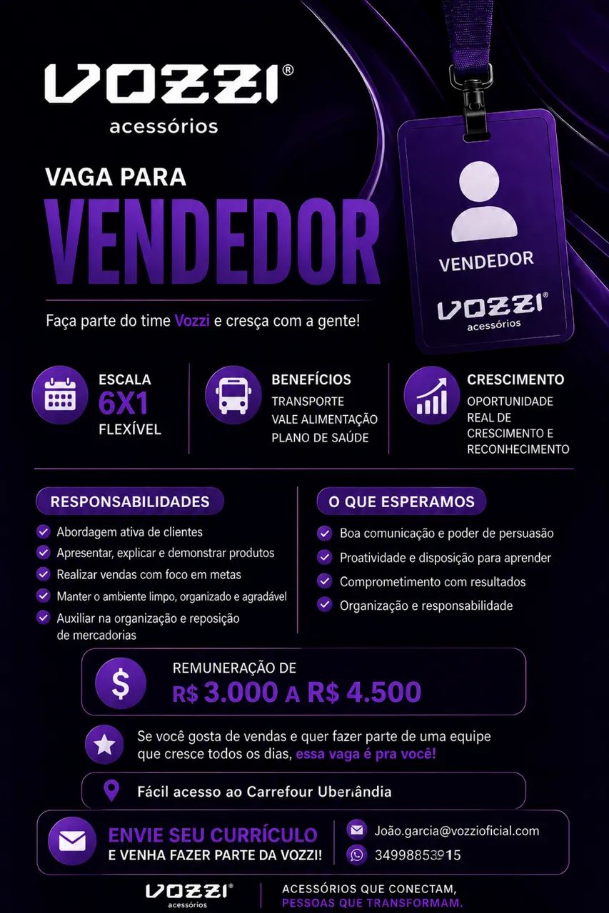 Vaga para vendedor(a) 