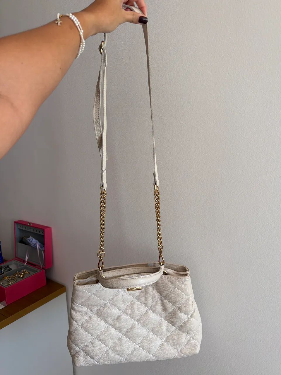 Bolsa em couro off white 