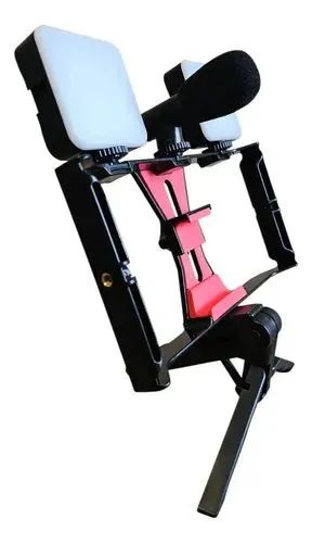 Kit Vlogging Tomate MTG-3333 Microfone+2 LEDs+Tripé p/ Celular<br> - Foto 2