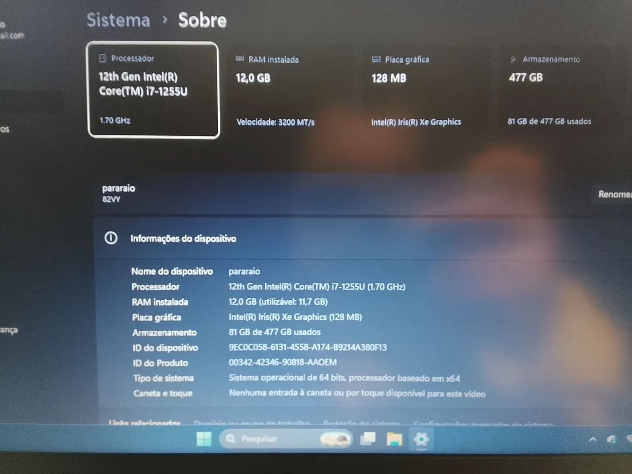Notebook Lenovo IdeaPad Core i7 12ª Geração - Foto 3