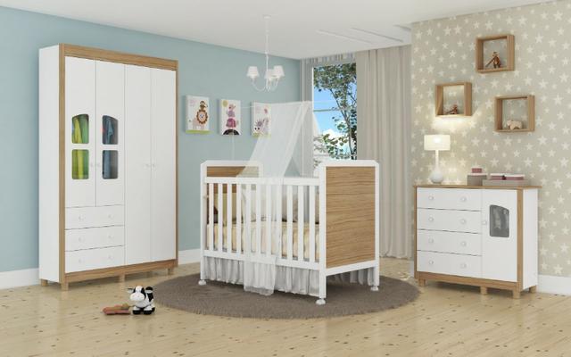 Quarto de bebê Armário, Cômoda e Berço Cloe - Lisi *NOVO