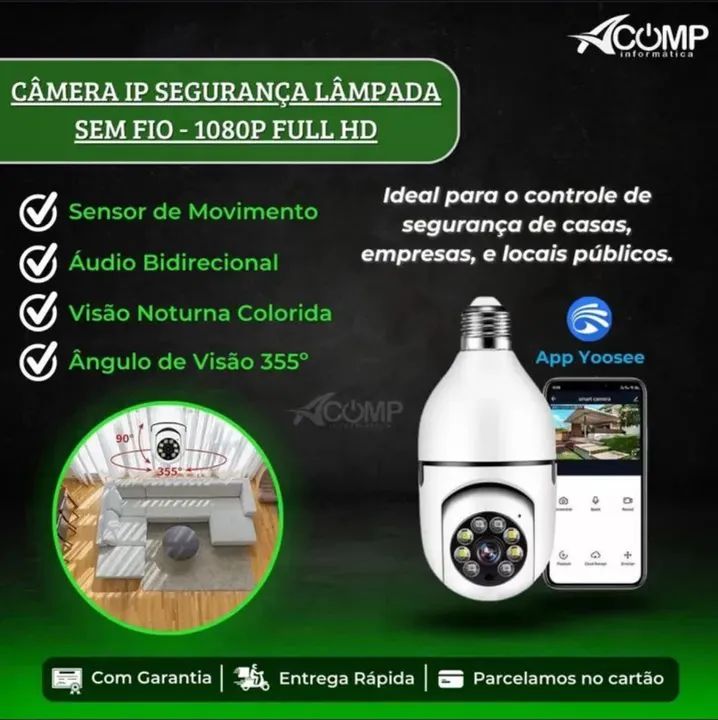 Câmera IP Segurança Lâmpada - 1080P Full HD