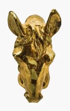 Bela Escultura bancada em bronze dourado representando Busto de Cavalo *Descrição - Foto 2