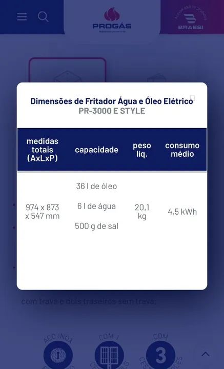 Fritador água e óleo comercial elétrico 220v 6.000watss - 4 cesto marca progás  - Foto 6