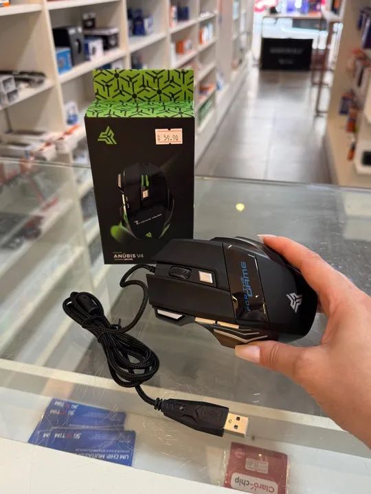 Mouse Gamer Anubis V4 - Preto e Verde